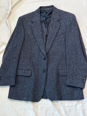 Harris tweed Classic Men's Navy Herringbone Blazer - Stafford